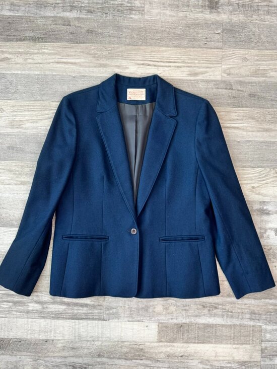 Pendleton Jackets & Blazers - Pendleton Navy Lined 100% Virgin Wool Blazer Women's Made In USA Q29